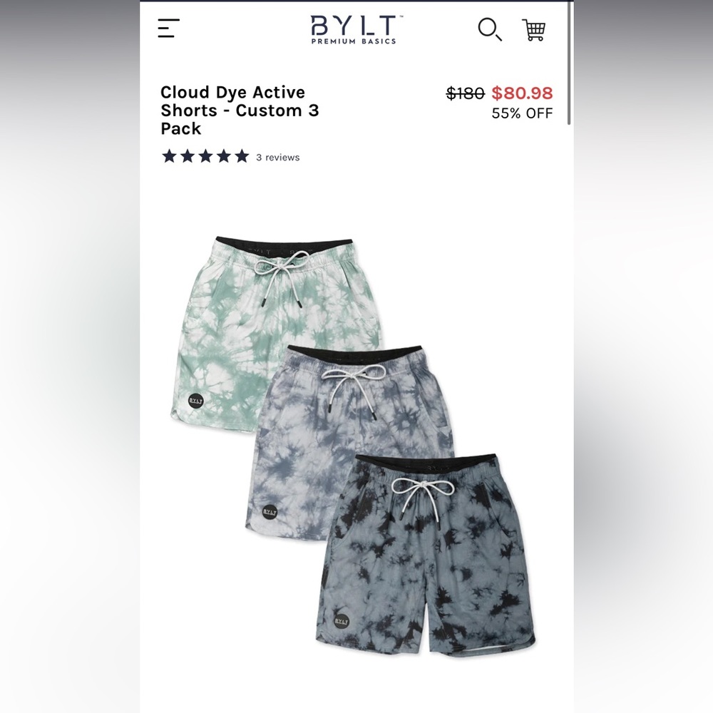 BYLT Cloud Dye Active Shorts